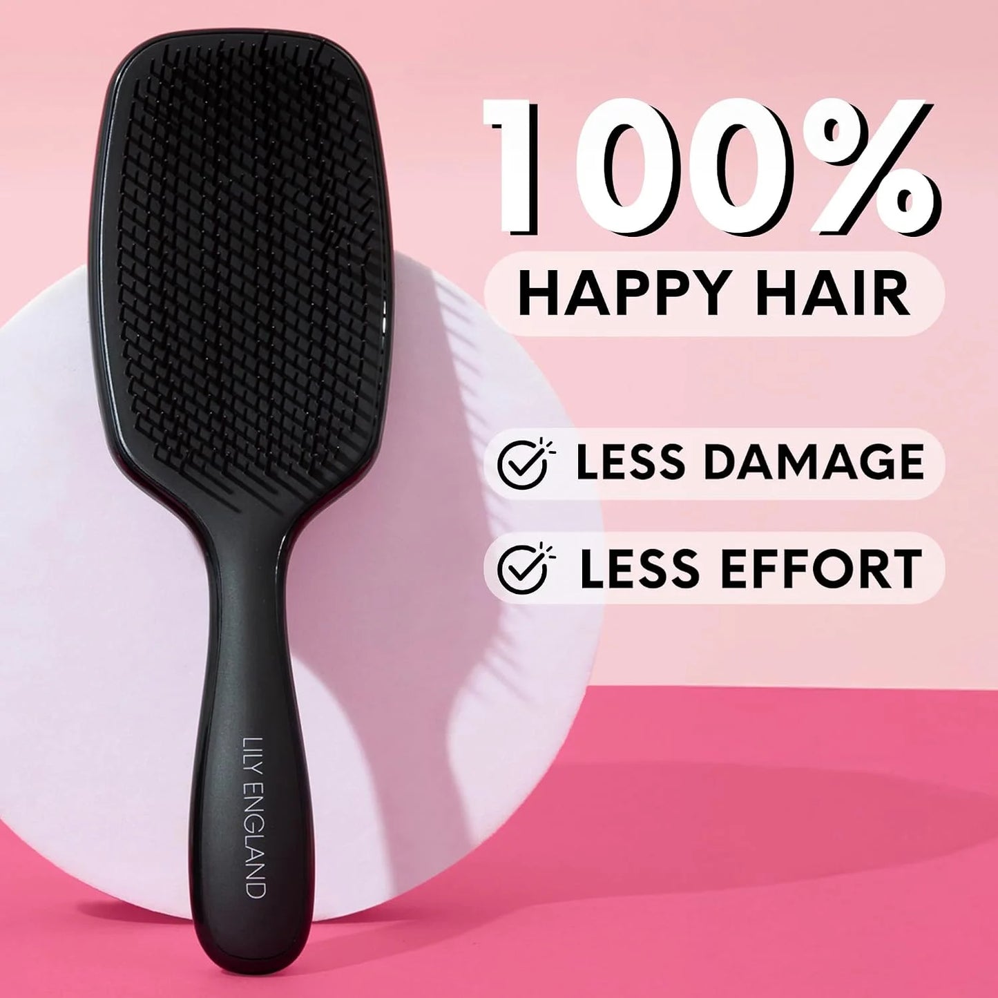 Lily England Pink Hair Brush for Women Detangling for Curly Wet & Dry Hair