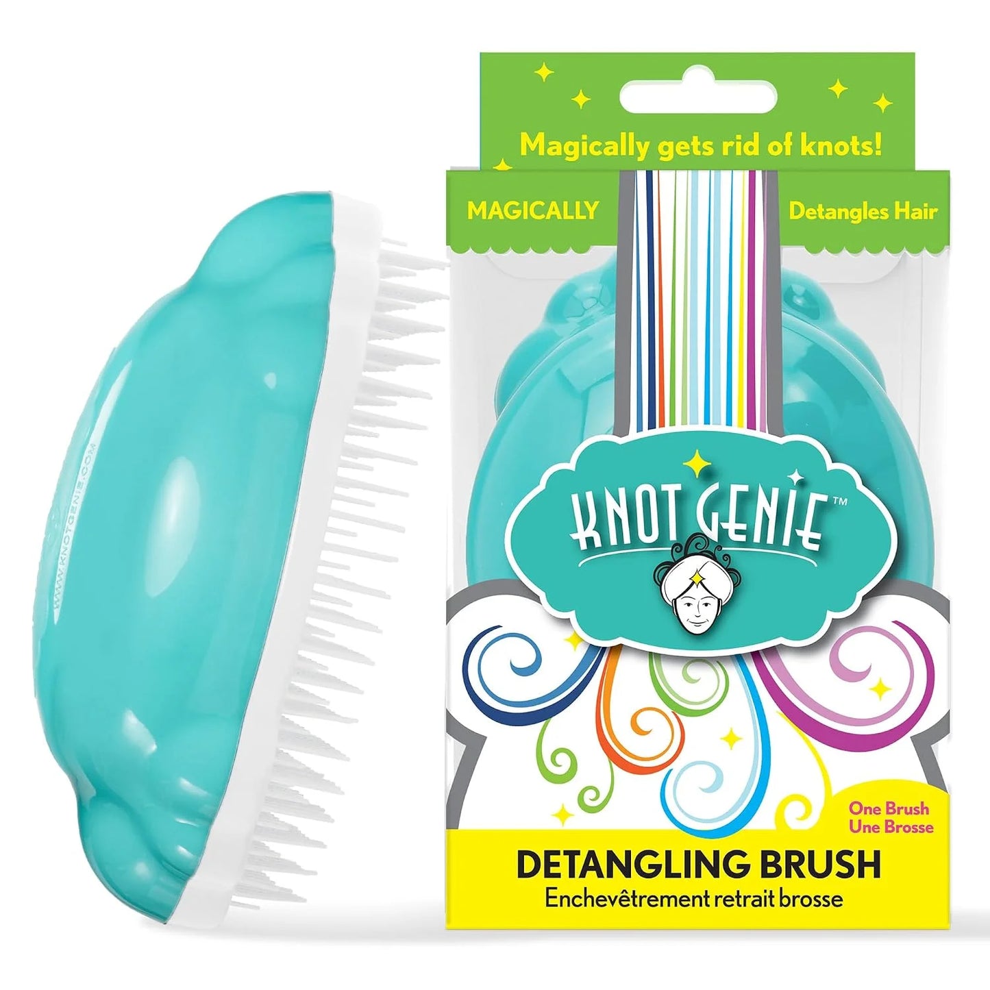 Knot Genie Detangling Hair Brush for Kids (Peaceful Purple) | Original Size | Perfect Detangling Brush for Curly Hair, Gently Separate Tangles, Leaves Hair Smooth and Shiny