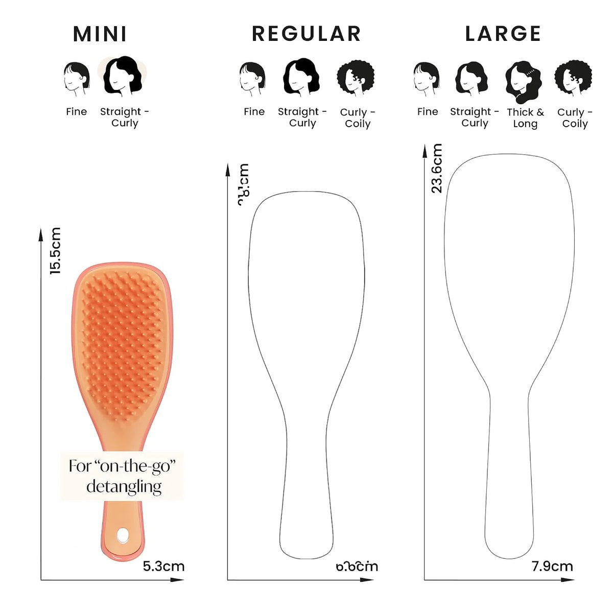 Tangle Teezer Mini The Ultimate Detangler Hairbrush |Gentle on Wet Hair | Two-Tiered Teeth & Comfortable Handle | Ideal for Kids And Travel | Reduces Knots & Breakage | Salmon Pink & Apricot