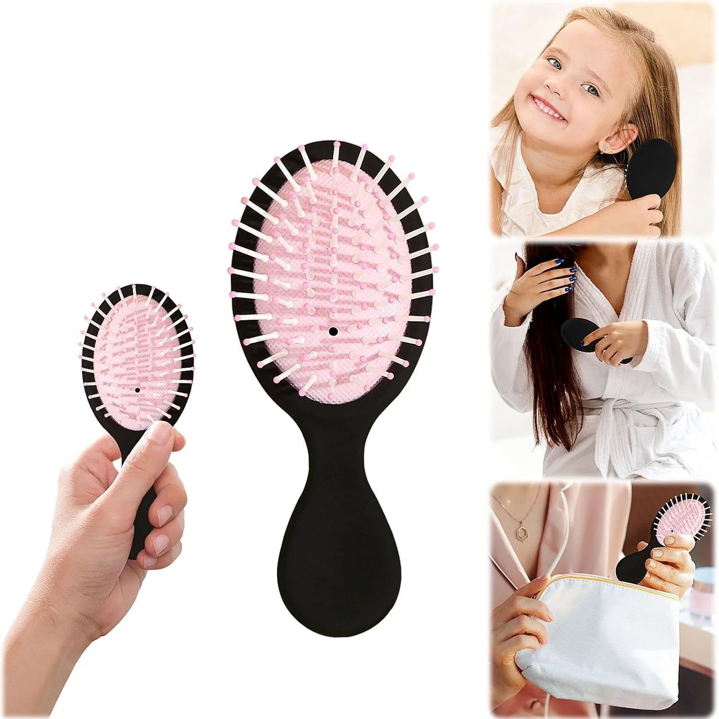 2P Mini Hair Brush,Brush Squirt Detangling Brush,Mini Detangler Brush, No Tangle Ultra-Soft IntelliFlex Bristles,with Ease Knots Without Tears or Breakage (Bright flour)