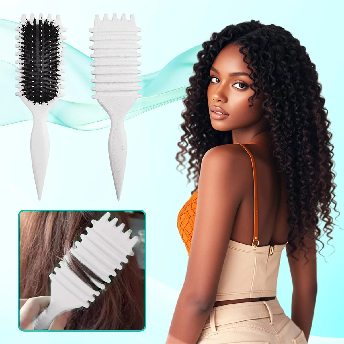 Candy Brush,Curly Hair Brush,Curl Defining Brush,Shaping and Defining Curls for Women Hair Brush for Combing and Shaping,Reduce Pulling and Curl Separation For Defined Curls(Purple)