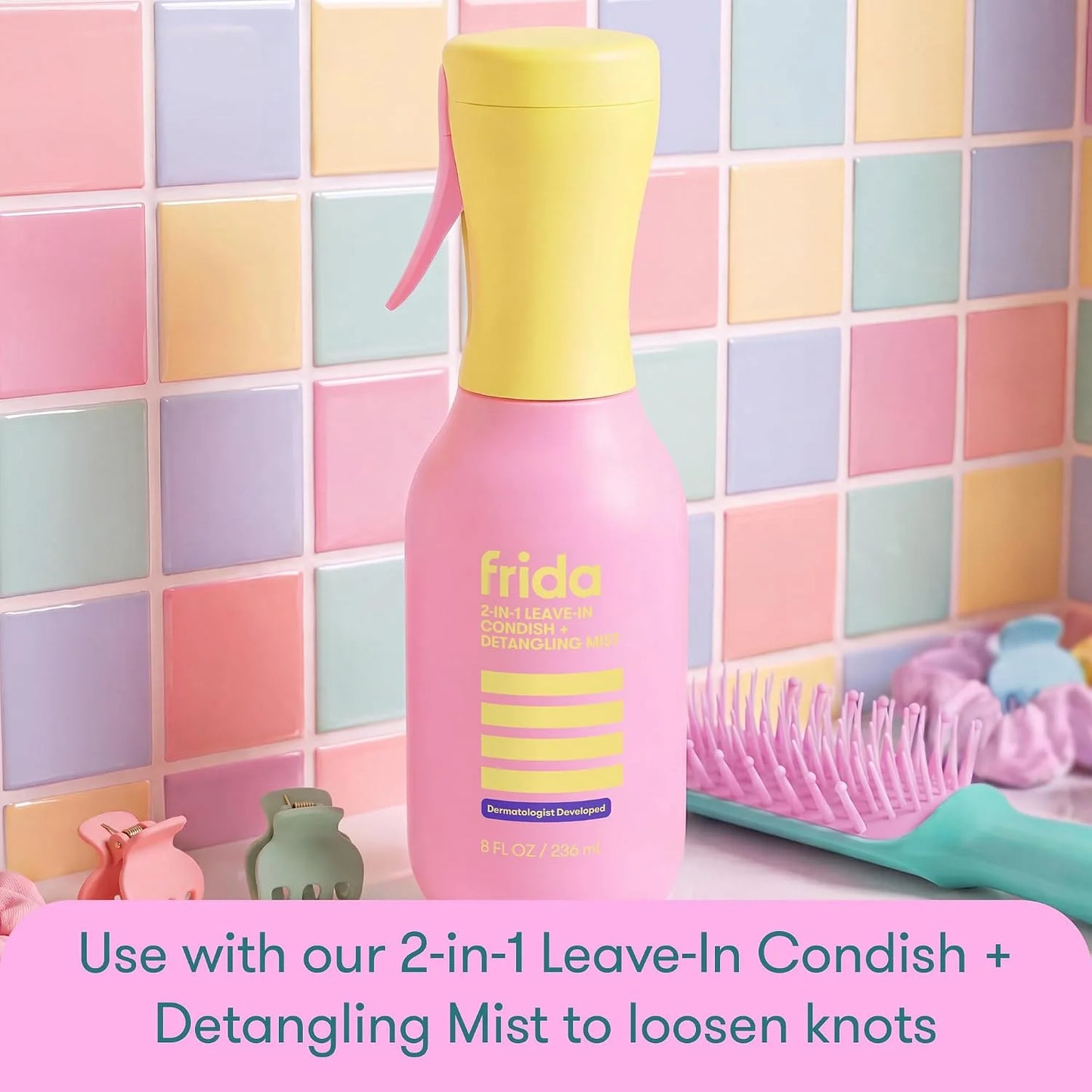 Frida for Kids Detangling Hair Brush for All Hair Types, Ages 6-11