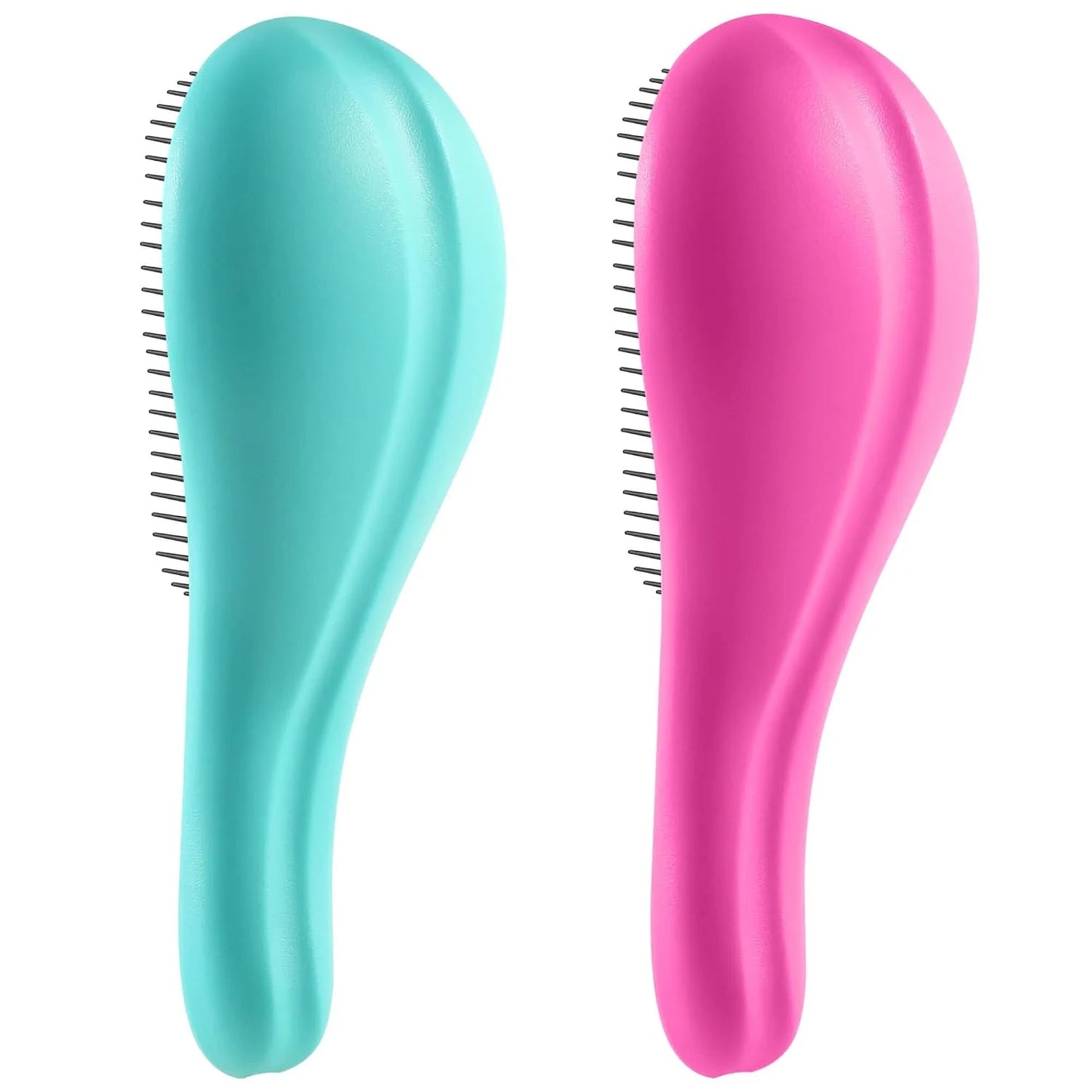 2 Pack Detangling Hair Brush - Detangler Hairbrush with Ultra Soft Bristles for Effortless Tangle Removal - For Dry Wet Damaged Curly Hair for Men Women Girls Boys Kids - Black & Green