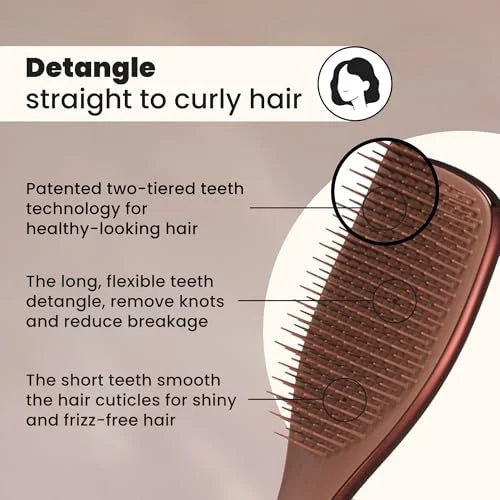 Tangle Teezer Chrome Ultimate Detangler Brush for Wet & Dry Hair, Eliminates Knots & Reduces Breakage for Straight to Curly Hair Types, Chocolate Bronze (Pack of 3)