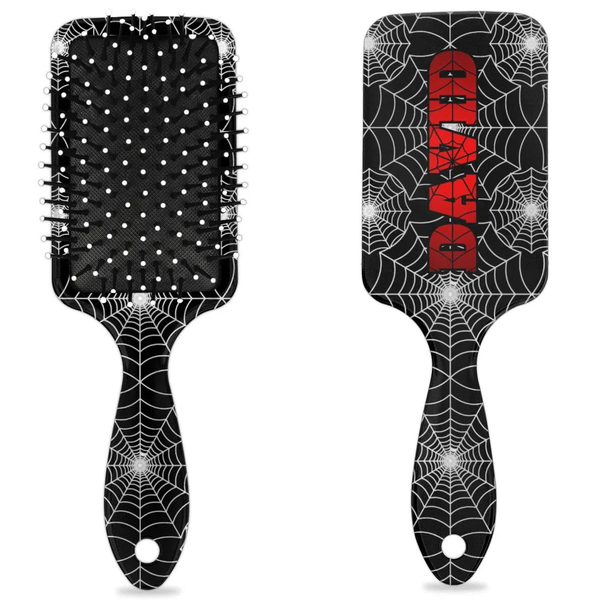 Personalized-Kids-Hair-Brush for Boy Girls Custom Gift Detangler Brush Soft Bristle Hair Brushes Travel Hair Brush for All Hair Types Christmas Hallowmas Spider Web Sliver Dot