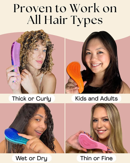 Lily England Detangling Comb & Brush Set for Girls, Tail & Wide Tooth Comb