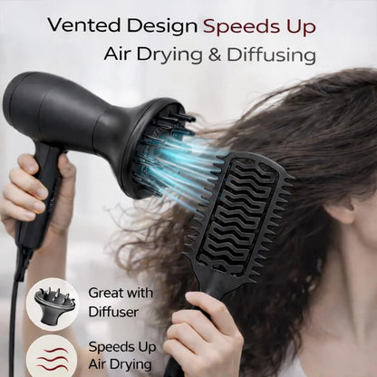 Curl Defining Brush for Curly Hair, Vented Detangling Hair Brush for Wet and Dry Styling, Curved Brush for Shaping and Smoothing Curl Clumps, Lightweight Hair Brush (2Pcs Black)