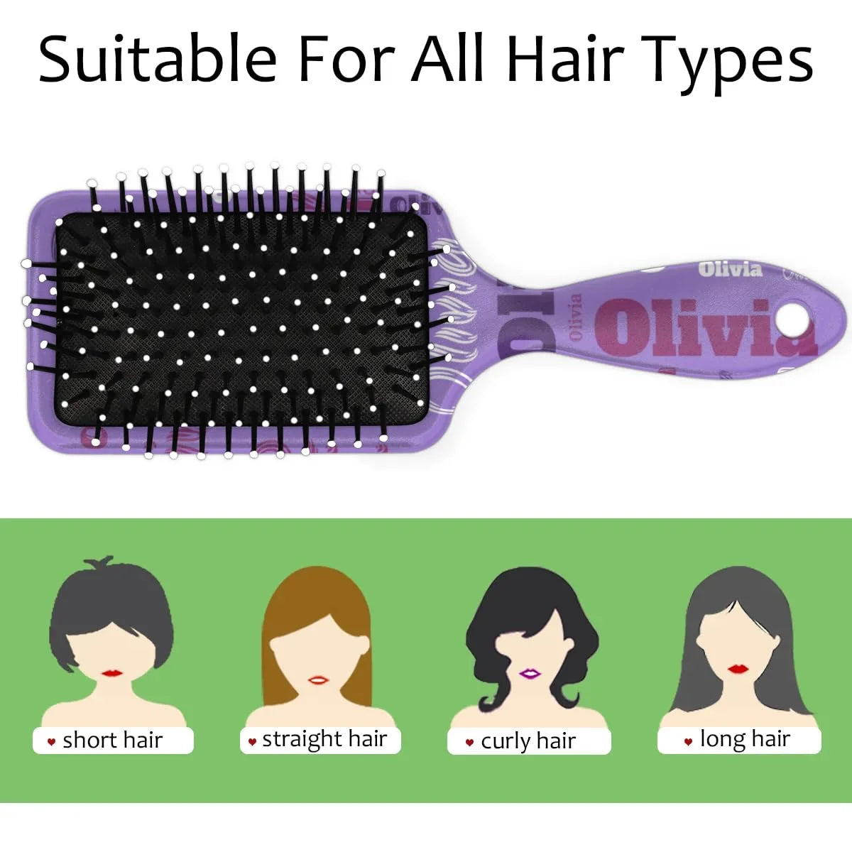 Personalized Name Hair Brush Detangler Brush Gifts for Women Man Custom Detangler-Hair-Brush Kids-Toddler-Girls for Travel All Hair Types