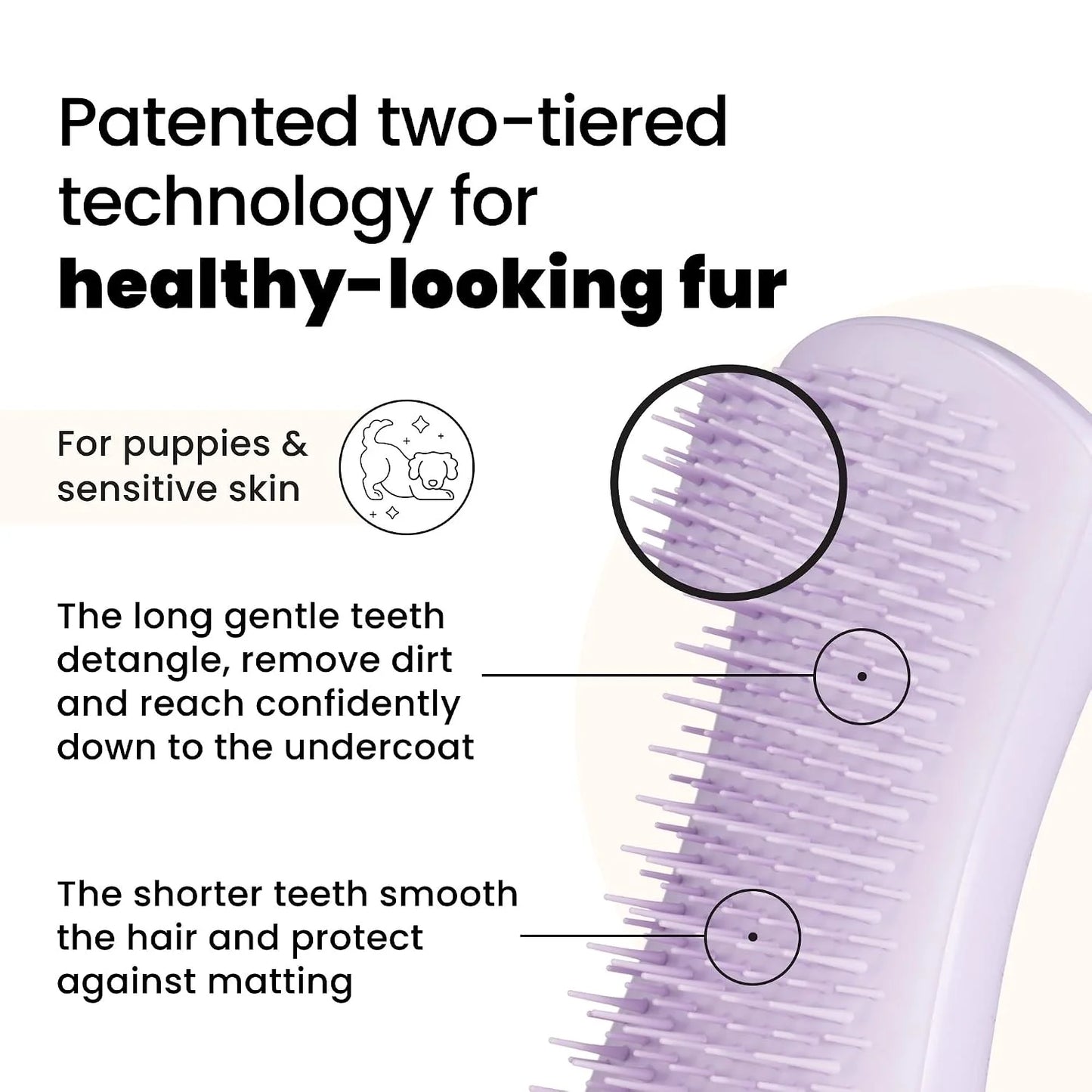 Pet Teezer Puppy Essential Dog Brush, Extra Soft Teeth, Wet or Dry, Purple