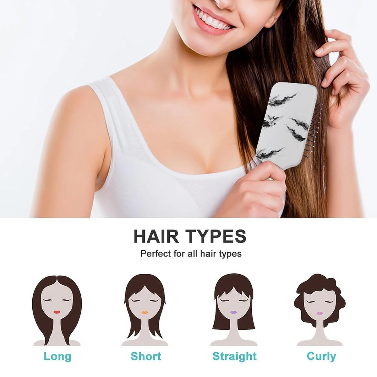 Air-Cushion Comb Black Gold Glitter Cheetah Leopard Print, Smooth Hair Salon Anti-Knotting Fluffy, For Long Thick Curly Hair, 1 Pack