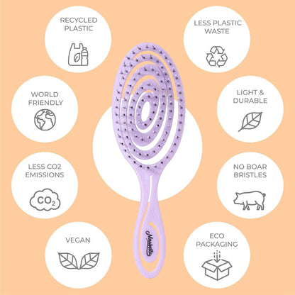Ninabella Detangler Brush - No Tangle Hair Brush for Women, Fine, Thick and Long Hair - Hairbrush for Wet and Dry Hair, Gentle on the Scalp - Elegant Black