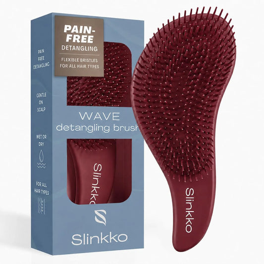 Detangler Brush, Hair Brush for Women, Men & Kids - Detangling Hair Brush for Curly, Thick, Fine & Wavy Hair - Anti-Breakage Wave Brush, Pain-Free Hairbrush, Special Edition Burgundy