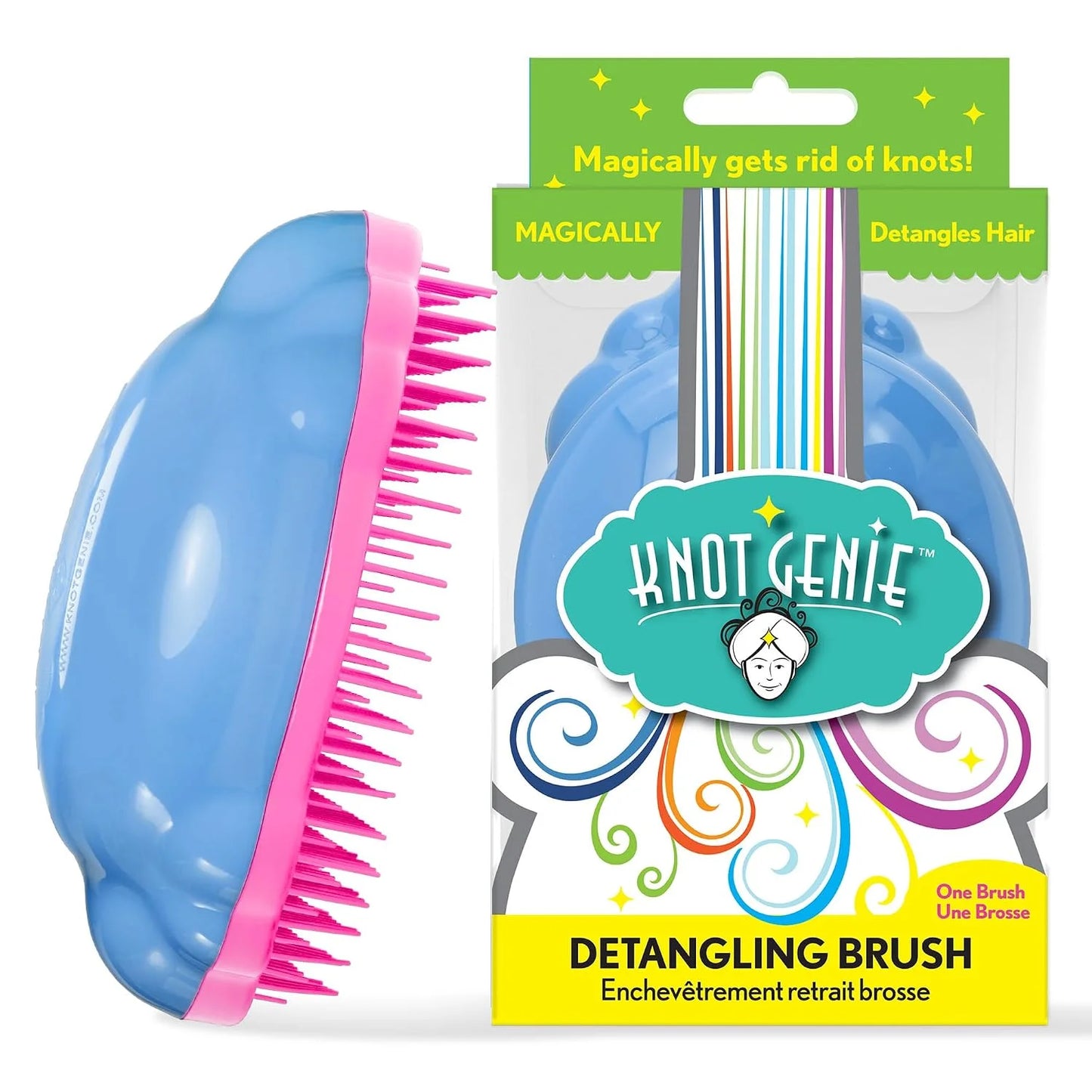 Knot Genie Detangling Hair Brush for Kids (Peaceful Purple) | Original Size | Perfect Detangling Brush for Curly Hair, Gently Separate Tangles, Leaves Hair Smooth and Shiny