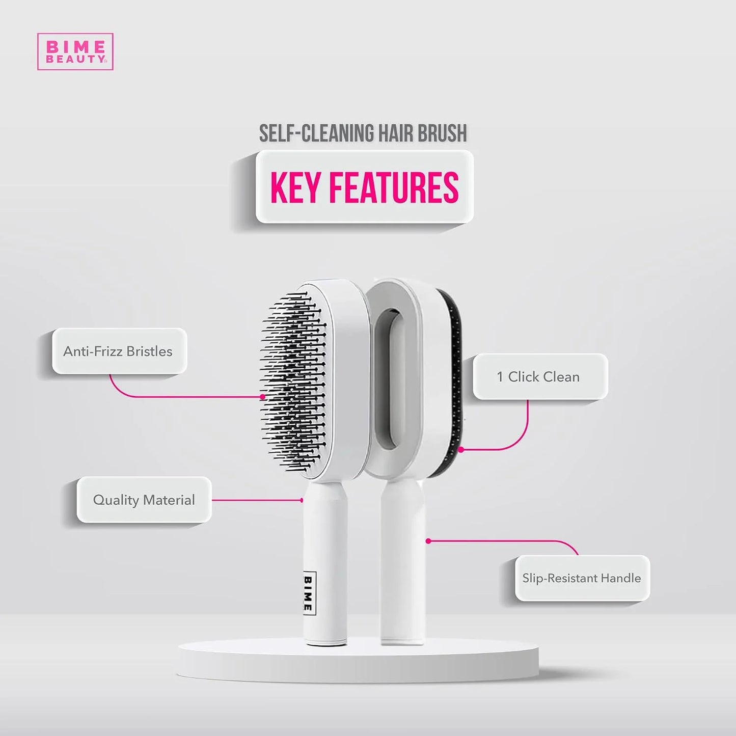 Bime Beauty hair brushes for Women and Men | Tangle Teezer Curly hair brush | hair brush cleaner | Comes with Self - Cleaning Hair Brush | Pink Purple