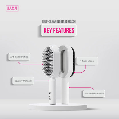 Bime Beauty hair brushes for Women and Men | Tangle Teezer Curly hair brush | hair brush cleaner | Comes with Self - Cleaning Hair Brush | Pink Purple