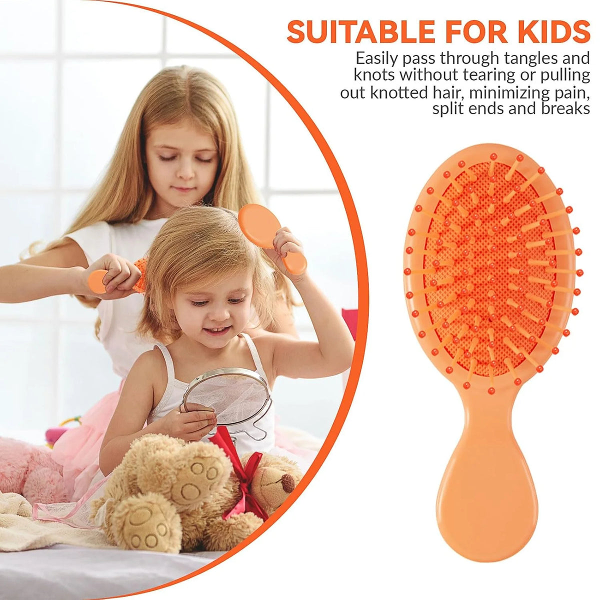 2P Mini Hair Brush,Brush Squirt Detangling Brush,Mini Detangler Brush, No Tangle Ultra-Soft IntelliFlex Bristles,with Ease Knots Without Tears or Breakage (Bright flour)
