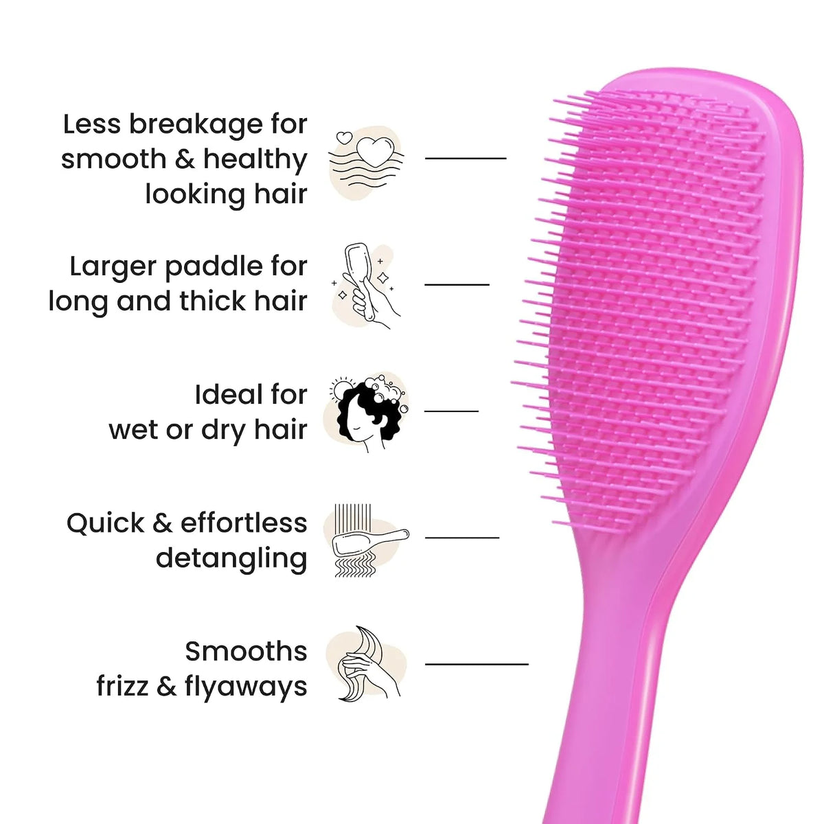 Tangle Teezer Large Ultimate Detangler Brush, Straight to Wavy, Pink/Purple