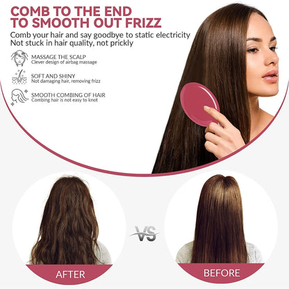 2P Mini Hair Brush,Brush Squirt Detangling Brush,Mini Detangler Brush, No Tangle Ultra-Soft IntelliFlex Bristles,with Ease Knots Without Tears or Breakage (Bright flour)