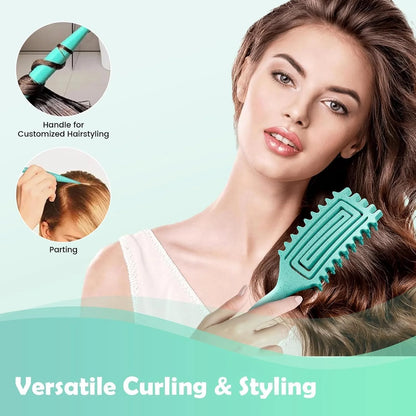 ABOYOY Curl Defining Brush with Side Gear for Curly Hair, Detangling & Styling Brush for Women Men, Lightweight Ergonomic Candy Brush Works on Wet or Dry Hair(green)