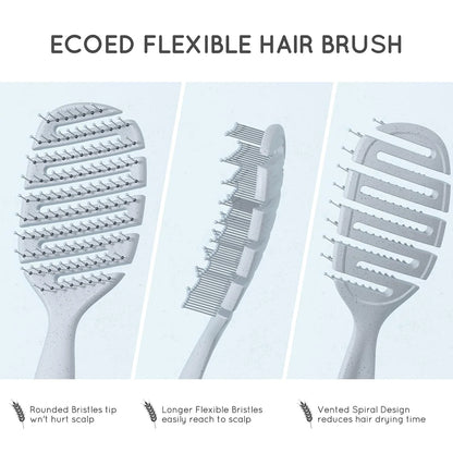 Ecoed Hair brush, Vented Detangling Brush, Quickly Detangles and Smooths hair for Curly, Thick, and Straight Hair, Hair Brush for Women and Men, Blue, Eco Friendly, Sustainable Material