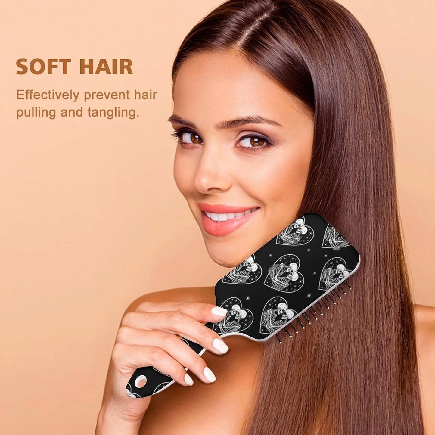 Air-Cushion Comb Black Gold Glitter Cheetah Leopard Print, Smooth Hair Salon Anti-Knotting Fluffy, For Long Thick Curly Hair, 1 Pack