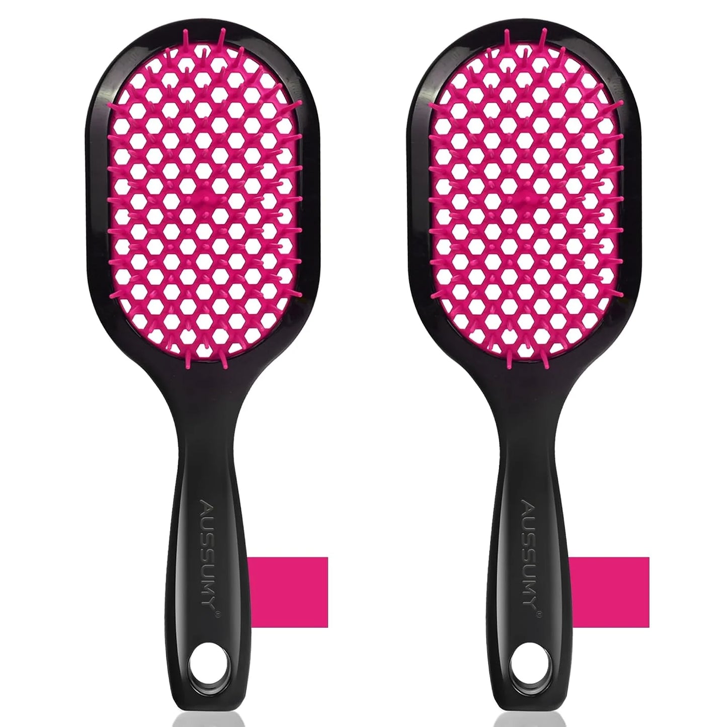 Vented Detangling Hair Brush - 2 Pack Detangler Hairbrush for Effortless Tangle Removal - Ultra-Soft Bristles -For Natural Curly Straight Wet Dry Damaged Hair for Women Men Kids - Black & Blue