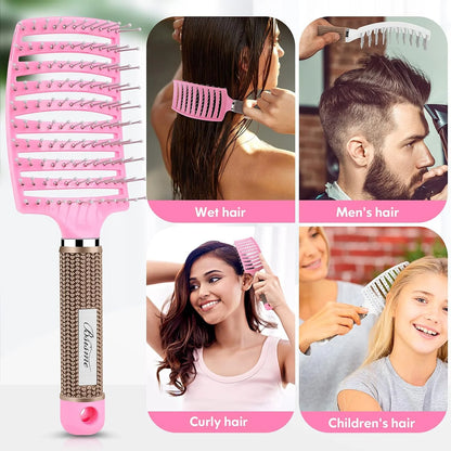 Hair Brush, Professional Curved Vented Brush with 25MM Bristles for Faster Blow Drying, Detangling for Wet Dry Hair, Paddle Brush for Thick Curly Straight Hair for Women & Men