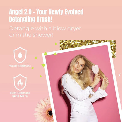 Detangling Hair Brush - Anti Static Angel Wing Hair Brush with Soft & Flexible Bristle for Straight & Wavy Hair - Tangle Angel Hair Detangler Brushes for Blow Drying & Shower - Two Tone Lilac Ivory
