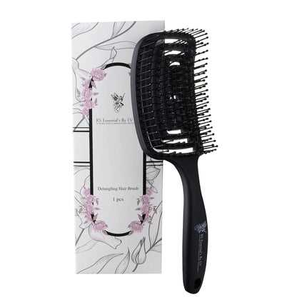 RS ESSENTIAL'S BY LV detangler brush hair brush detangler tangle vented hair brushes for women pink hairbrush black hair brush detangling brush (PINK)