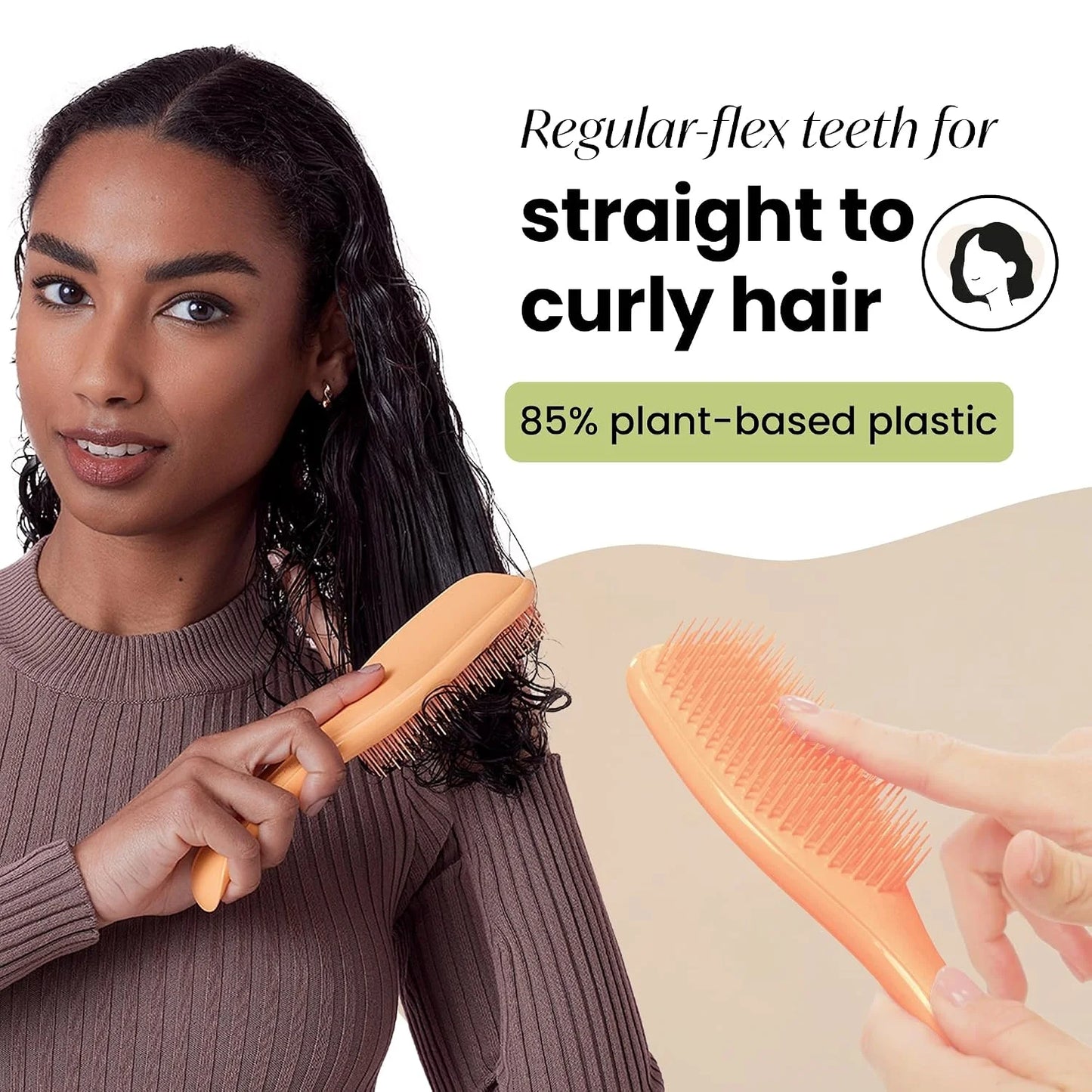 Tangle Teezer Plant-Based Ultimate Detangler Curly Hair Brush, Yellow