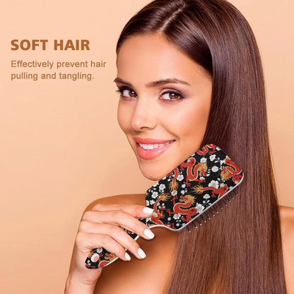 Air Cushion Comb for Massage Japanese Ocean Wave Fish Koifish Art, For Curly Long Thick Straight Hair, Women Girls Ladies