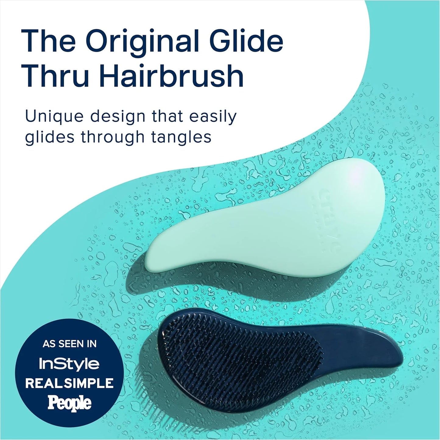 Crave Naturals Glide Thru Hair Brush - Detangler Brush for Curly, Straight, Wet or Dry Hair - Gentle Detangling Brushes for Adults, Kids, Toddlers - Hair Accessories for Women, 7.5x3" - Pink
