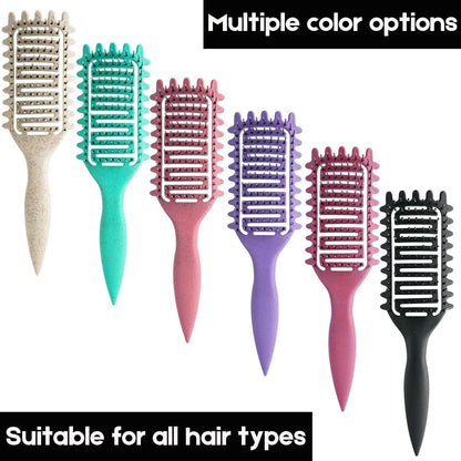 Curl Defining Brush for Curly Hair, Vented Detangling Hair Brush for Wet and Dry Styling, Curved Brush for Shaping and Smoothing Curl Clumps, Lightweight Hair Brush (2Pcs Black)