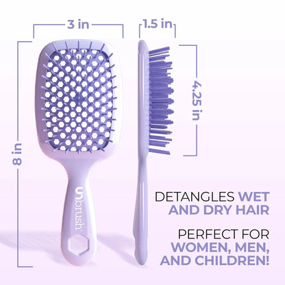 FHI Heat UNbrush Detangling Brush for Pain-Free Brushing on All Wet or Dry Hair Types — Durable DuoFlex Anti-Static Bristles, Lightweight Handle, Vented Hair Brush