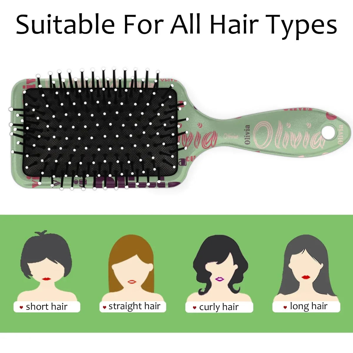 Personalized Name Hair Brush Detangler Brush Gifts for Women Man Custom Detangler-Hair-Brush Kids-Toddler-Girls for Travel All Hair Types