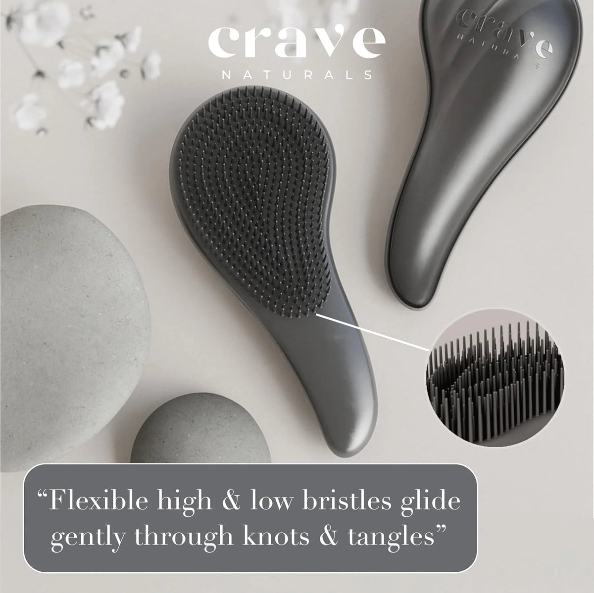 Crave Naturals Mini Detangler Hair Brush Turquoise – Glide Thru Hair Detangler Brush for Women, Kids & Toddlers – Gentle Scalp Care, No-Pain Tangle-Free Hairbrush for All Hair Types, Travel Hair Brush