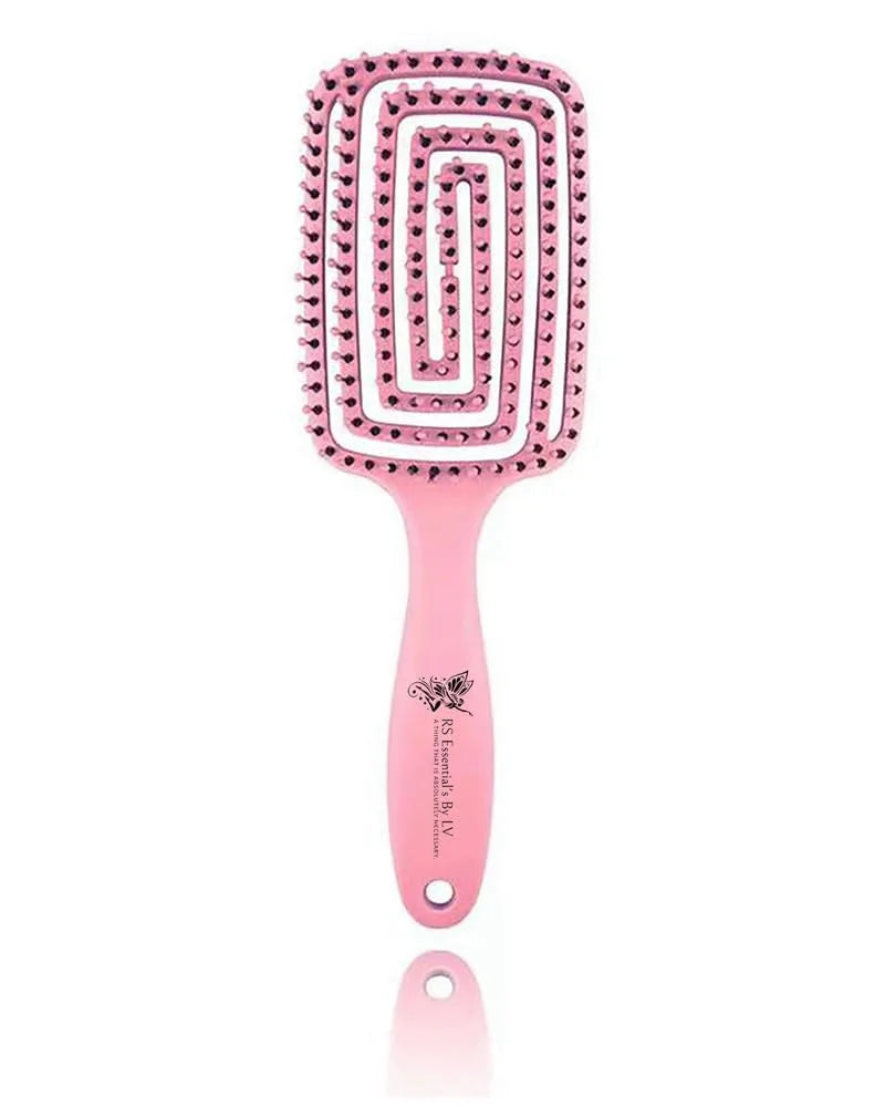 RS ESSENTIAL'S BY LV detangler brush hair brush detangler tangle vented hair brushes for women pink hairbrush black hair brush detangling brush (PINK)