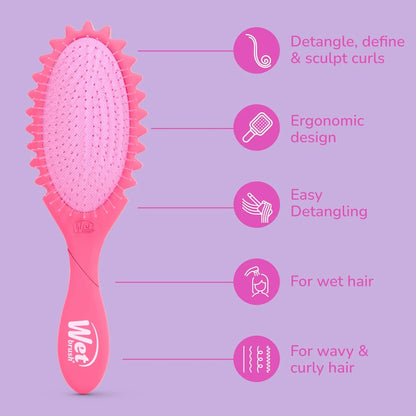 Wet Brush Curl Shaper Detangler Brush, Purple, Made for Women, Men & Kids