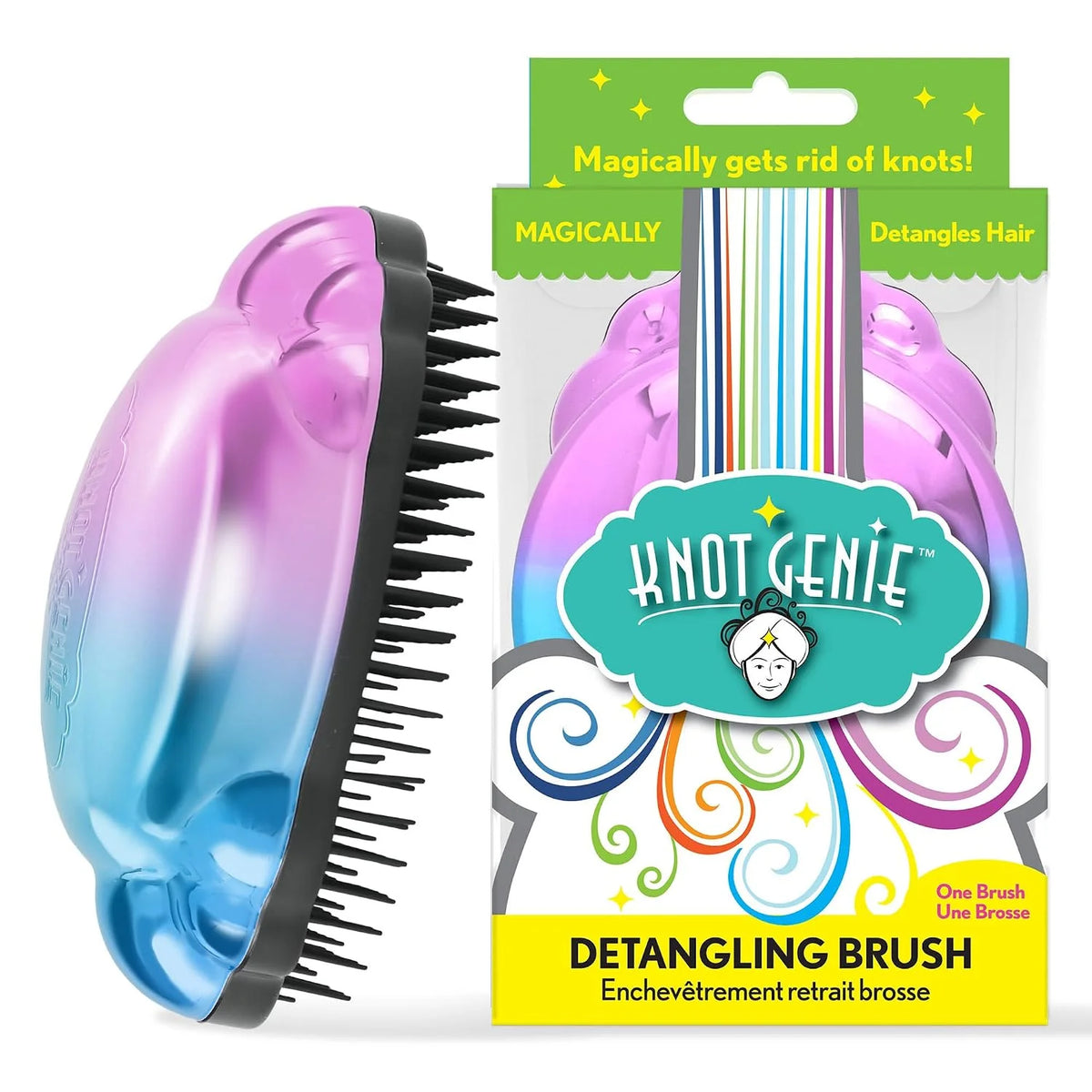 Knot Genie Detangling Hair Brush for Kids (Peaceful Purple) | Original Size | Perfect Detangling Brush for Curly Hair, Gently Separate Tangles, Leaves Hair Smooth and Shiny