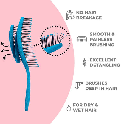 Ninabella Detangler Brush - No Tangle Hair Brush for Women, Fine, Thick and Long Hair - Hairbrush for Wet and Dry Hair, Gentle on the Scalp - Elegant Black