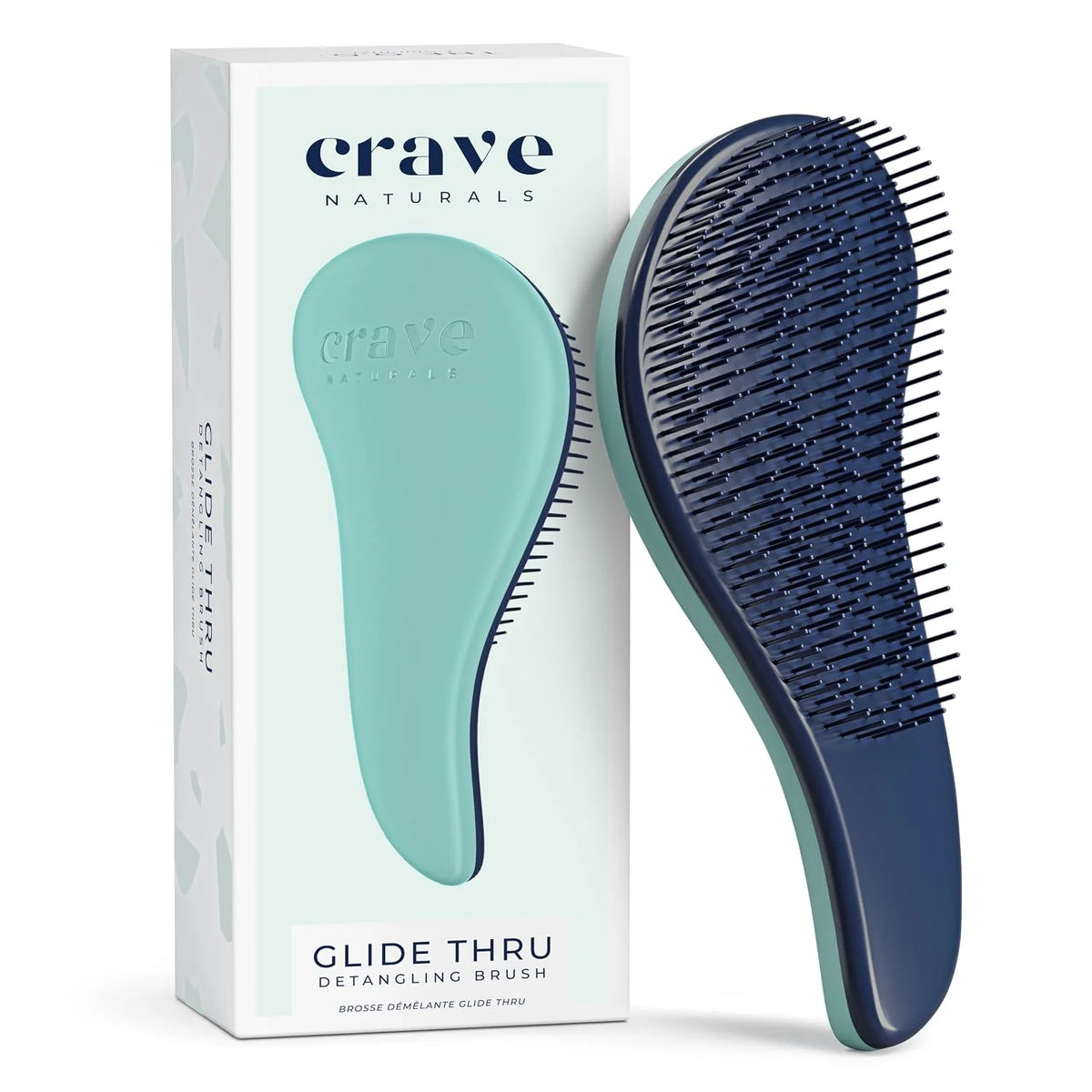 Crave Naturals Glide Thru Hair Brush - Detangler Brush for Curly, Straight, Wet or Dry Hair - Gentle Detangling Brushes for Adults, Kids, Toddlers - Hair Accessories for Women, 7.5x3" - Pink
