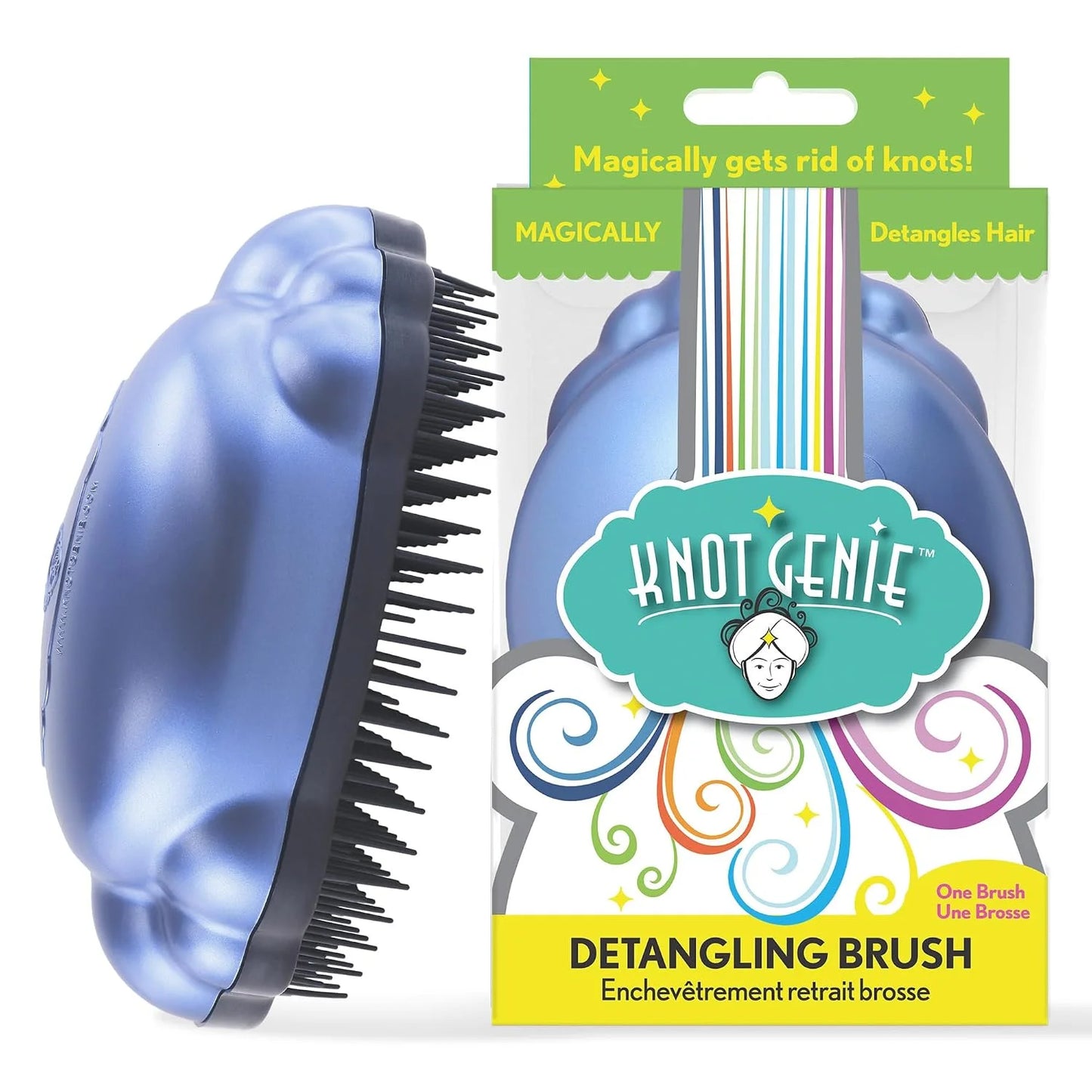 Knot Genie Detangling Hair Brush for Kids (Peaceful Purple) | Original Size | Perfect Detangling Brush for Curly Hair, Gently Separate Tangles, Leaves Hair Smooth and Shiny