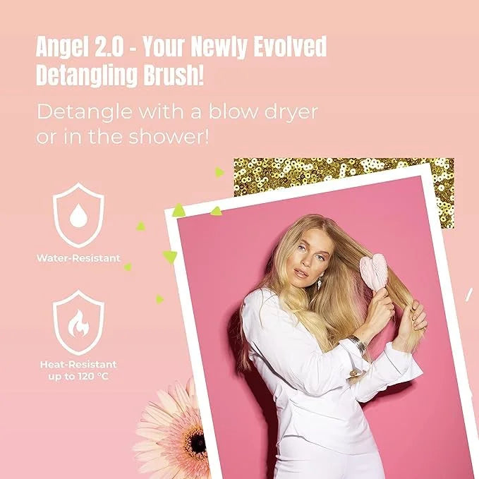 Detangling Hair Brush - Anti Static Angel Wing Hair Brush with Soft & Flexible Bristle for Straight & Wavy Hair - Tangle Angel Hair Detangler Brushes for Blow Drying & Shower - Two Tone Lilac Ivory