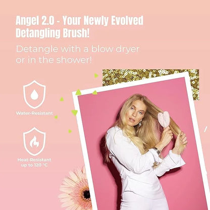 Detangling Hair Brush - Anti Static Angel Wing Hair Brush with Soft & Flexible Bristle for Straight & Wavy Hair - Tangle Angel Hair Detangler Brushes for Blow Drying & Shower - Two Tone Lilac Ivory