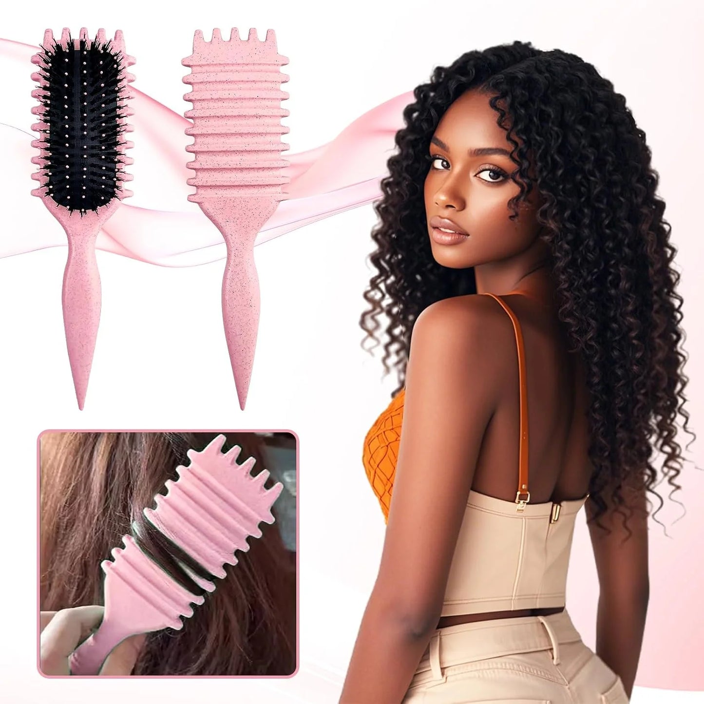 Candy Brush,Curly Hair Brush,Curl Defining Brush,Shaping and Defining Curls for Women Hair Brush for Combing and Shaping,Reduce Pulling and Curl Separation For Defined Curls(Purple)