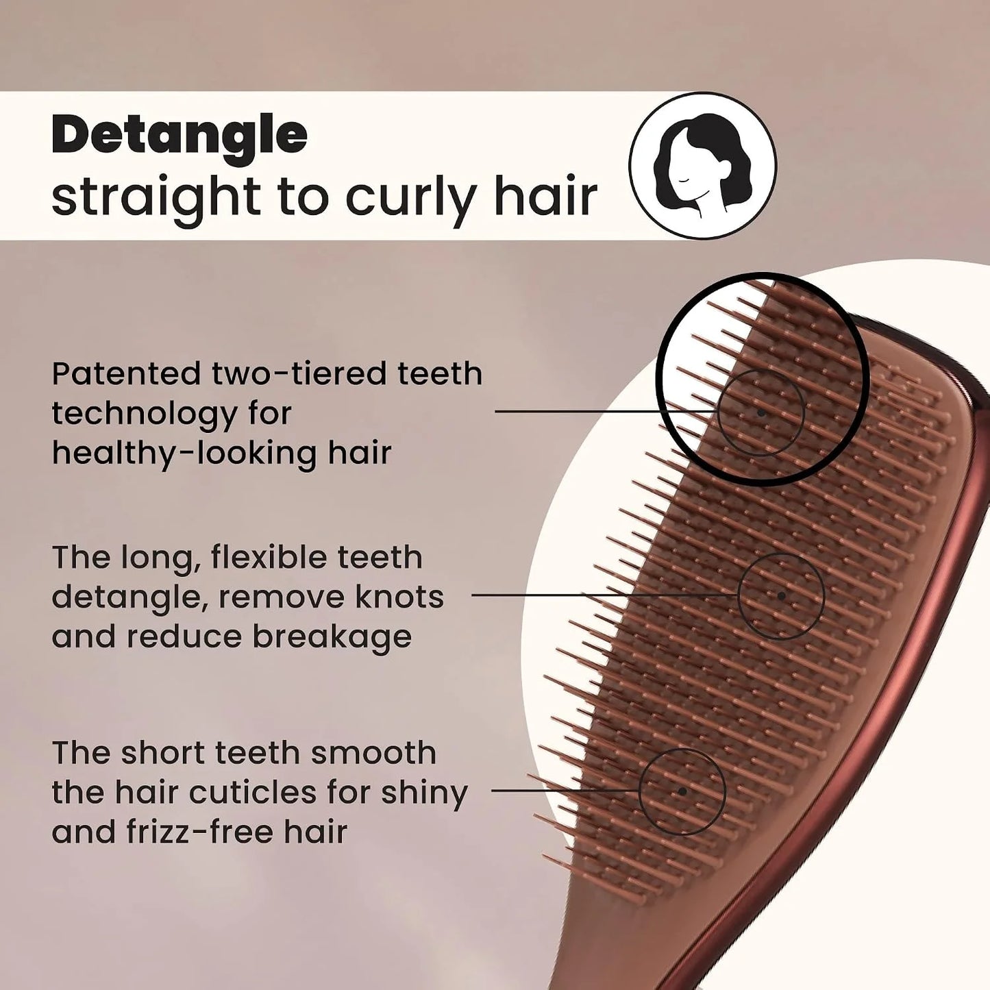 Tangle Teezer Chrome Ultimate Detangler Brush for Wet & Dry Hair, Eliminates Knots & Reduces Breakage for Straight to Curly Hair Types, Chocolate Bronze (Pack of 3)