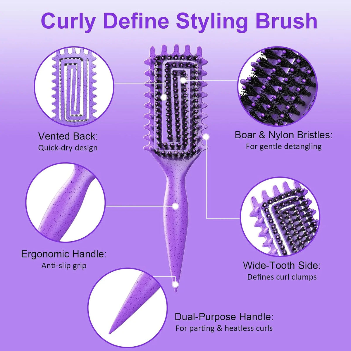 Curly Hair Brush, Curl Brush For Wet & Dry Hair,Curl Defining For Women&Men