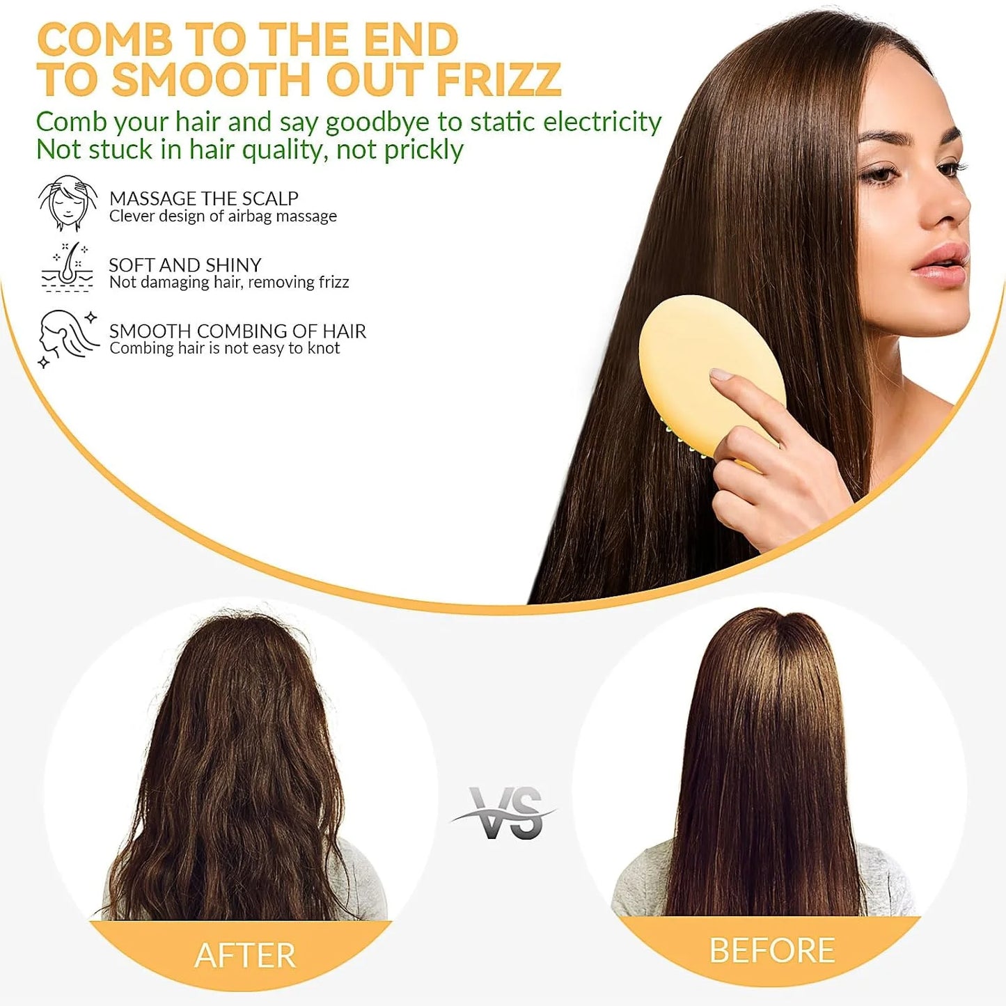 2P Mini Hair Brush,Brush Squirt Detangling Brush,Mini Detangler Brush, No Tangle Ultra-Soft IntelliFlex Bristles,with Ease Knots Without Tears or Breakage (Bright flour)