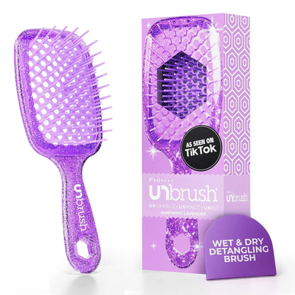 FHI Heat UNbrush Detangling Brush for Pain-Free Brushing on All Wet or Dry Hair Types — Durable DuoFlex Anti-Static Bristles, Lightweight Handle, Vented Hair Brush