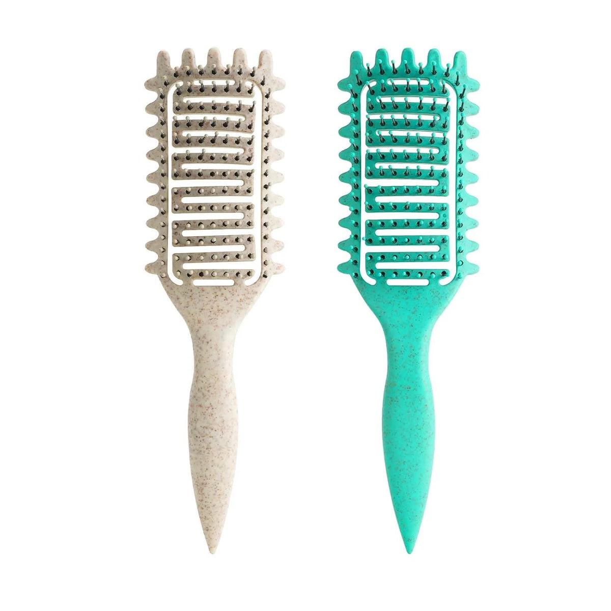 Curl Defining Brush for Curly Hair, Vented Detangling Hair Brush for Wet and Dry Styling, Curved Brush for Shaping and Smoothing Curl Clumps, Lightweight Hair Brush (2Pcs Black)